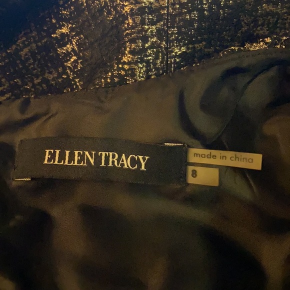 Ellen Tracy Black and Metallic Gold Sleeveless Midi Dress Size 8 VGC - Picture 5 of 5